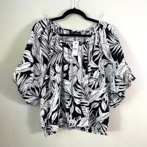 NEW $59 Lane Bryant Womens Plus 20 Floral Short Bubble Sleeve Top Shirt Blouse